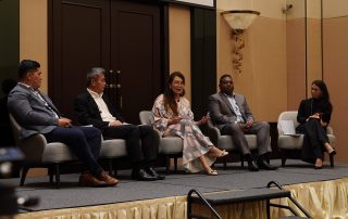 Panellists addressing disruptions in the supply chain at the MGBF Roundtable on ‘Security Concerns in Critical Value Chains’ on 24 May 2022 at Eastin Hotel Kuala Lumpur. From left: ACP Sarifudin Bin Mohd Salleh, Head of Traffic Investigation and Enforcement Department, Royal Malaysia Police (PDRM); Francis Koh, Head of Career Development, Digital Nasional Berhad; Senator Datuk Ras Adiba Radzi, Chairman of BERNAMA; M. Umapathy Sivan, Former CIO of Telekom and Chief Technology Officer of Novem CS Sdn Bhd; and Ruzanna Muhammad, Editor-at-Large for News Hub Asia. Source: MGBF